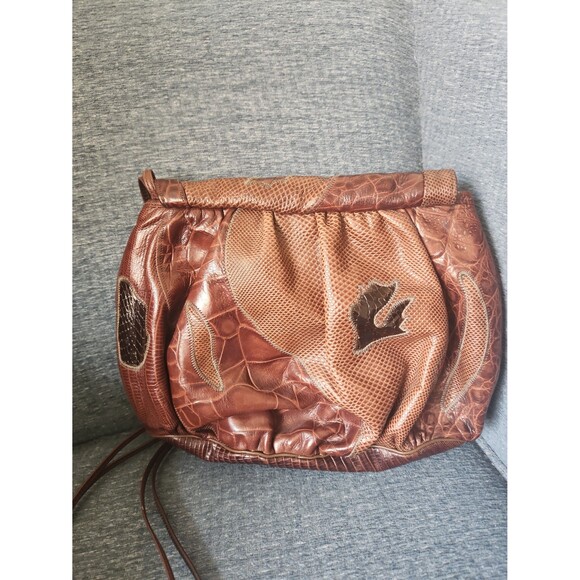 Sharif Vintage Brown Leather Patchwork Design Crossbody Bag - Picture 6 of 11